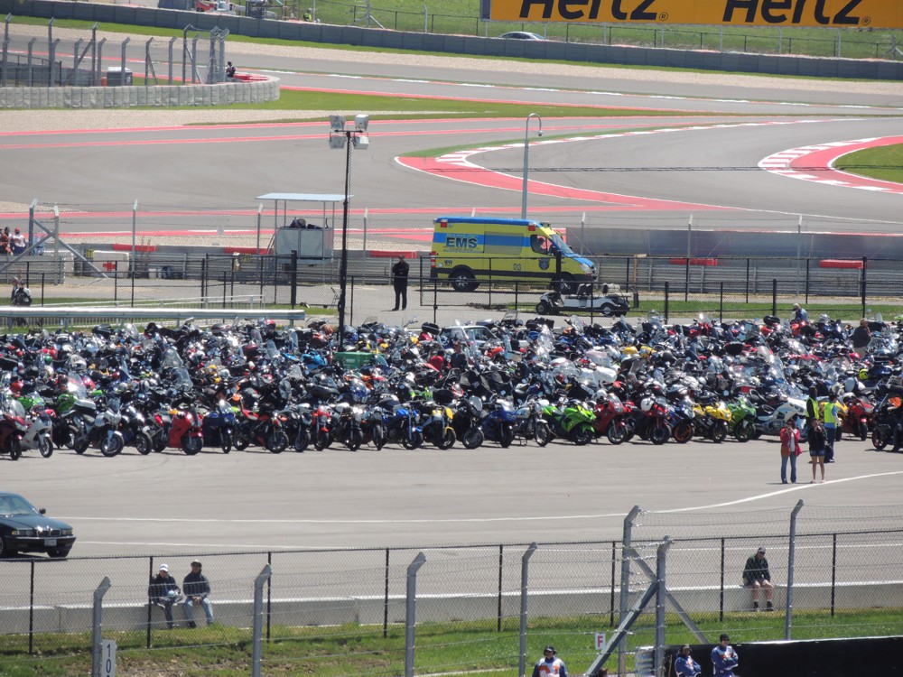 Sea of bikes, COTA, Austin, Texas